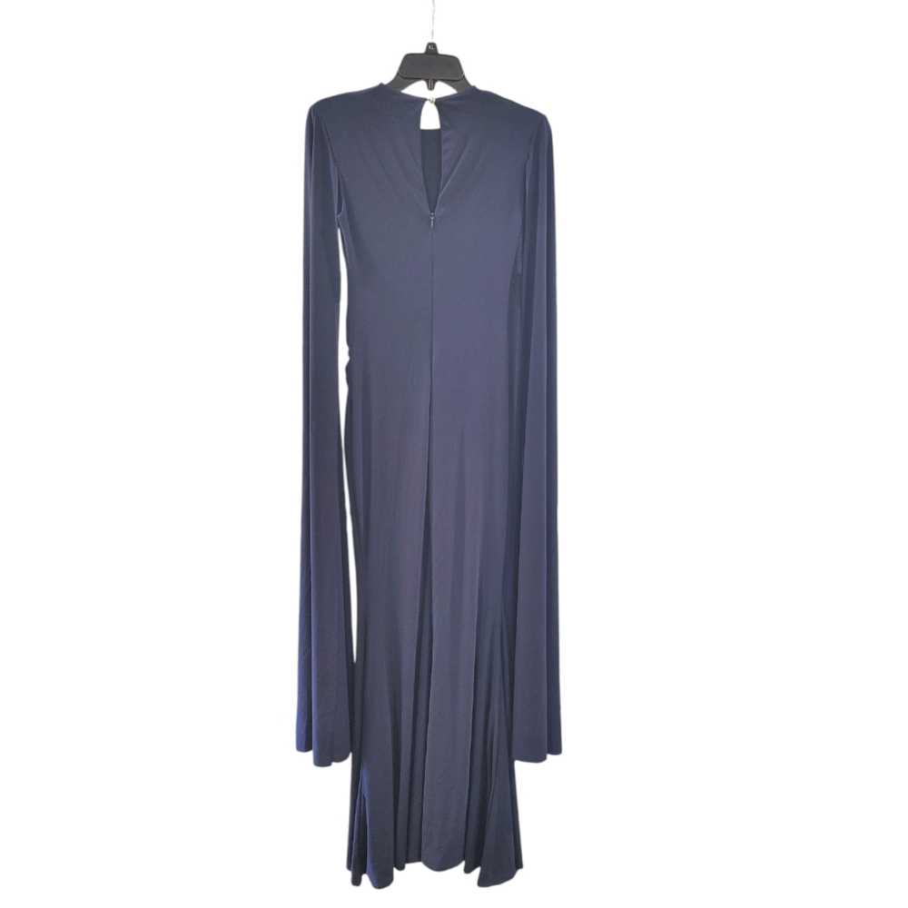 Club L London Navy Blue Cape Sleeve Bodycon Dramatic Maxi Dress Women's Size 4 - Picture 4 of 11